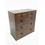 19th century oak chest with reeded top over two short and three long graduated drawers, W100cm, H100