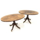 Pair of mahogany oval occasional tables by Shaw and Michael Riley of Hessay with carved seahorse sig