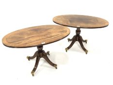 Pair of mahogany oval occasional tables by Shaw and Michael Riley of Hessay with carved seahorse sig