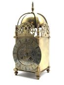 17th century design brass lantern clock, embellished with pierced and incised decoration, eight day