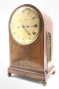 Mid 19th century mahogany cased dome top repeating bracket clock, with ebonised stringing and brass