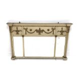 Regency white painted over mantel mirror, decorated with gilt painted leaves, urns and swags, with t