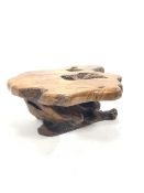 Red wood root carved coffee table, of naturalistic form, with polished flat top, 88cm x 106cm, H45cm