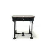 Industrial style metal and hardwood top lamp table with drawer, 62cm x 47cm, H67cm