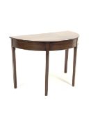 Early 19th century mahogany semi circular side table on square tapering supports, originally part of