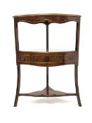 George III mahogany bow front corner washstand, three false drawers, W62cm, H84cm