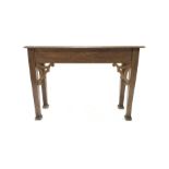 Late 19th century oak centre table, with moulded top raised on square tapered supports with splayed