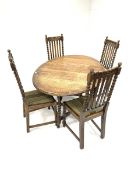 Early 20th century oak gate leg dining table, with oval top raised on spiral turned supports (105cm
