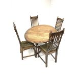 Early 20th century oak gate leg dining table, with oval top raised on spiral turned supports (105cm