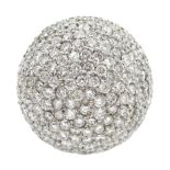 Palladium diamond disco ball ring