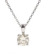 18ct white gold diamond solitaire pendant necklace