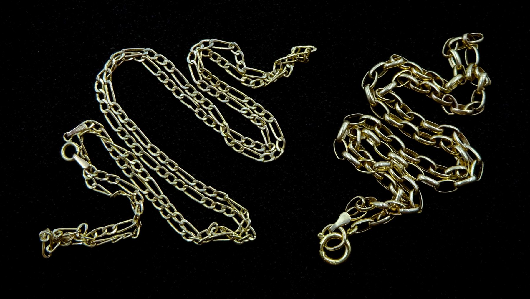 9ct gold cable link necklace and a 9ct gold Figaro link necklace - Image 2 of 2