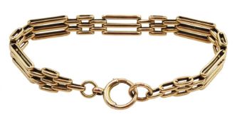 Gold three bar gate bracelet