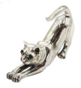 Silver punching cat ornament