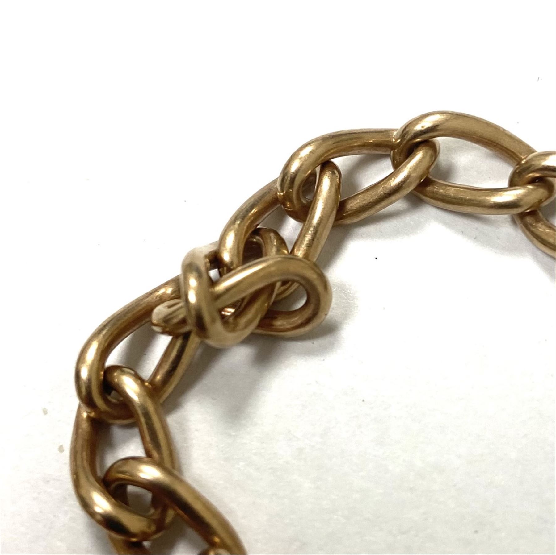 Early 20th century 9ct gold Albert T bar watch chain with spring clip - Image 2 of 4