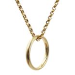 Early 20th century gold cable link necklace stamped 9c and a 9ct gold wedding band