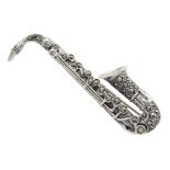 Silver marcasite saxophone brooch