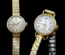 Tudor 9ct gold ladies manual wind wristwatch