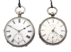 Two Victorian silver open face lever fusee pocket watches
