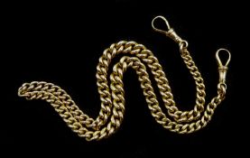 Early 20th century 9ct gold tapering watch chain/necklace with two clips