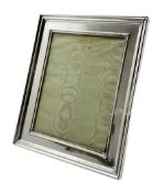 Silver upright table photograph frame with reeded border and on easel stand 28cm x 23cm