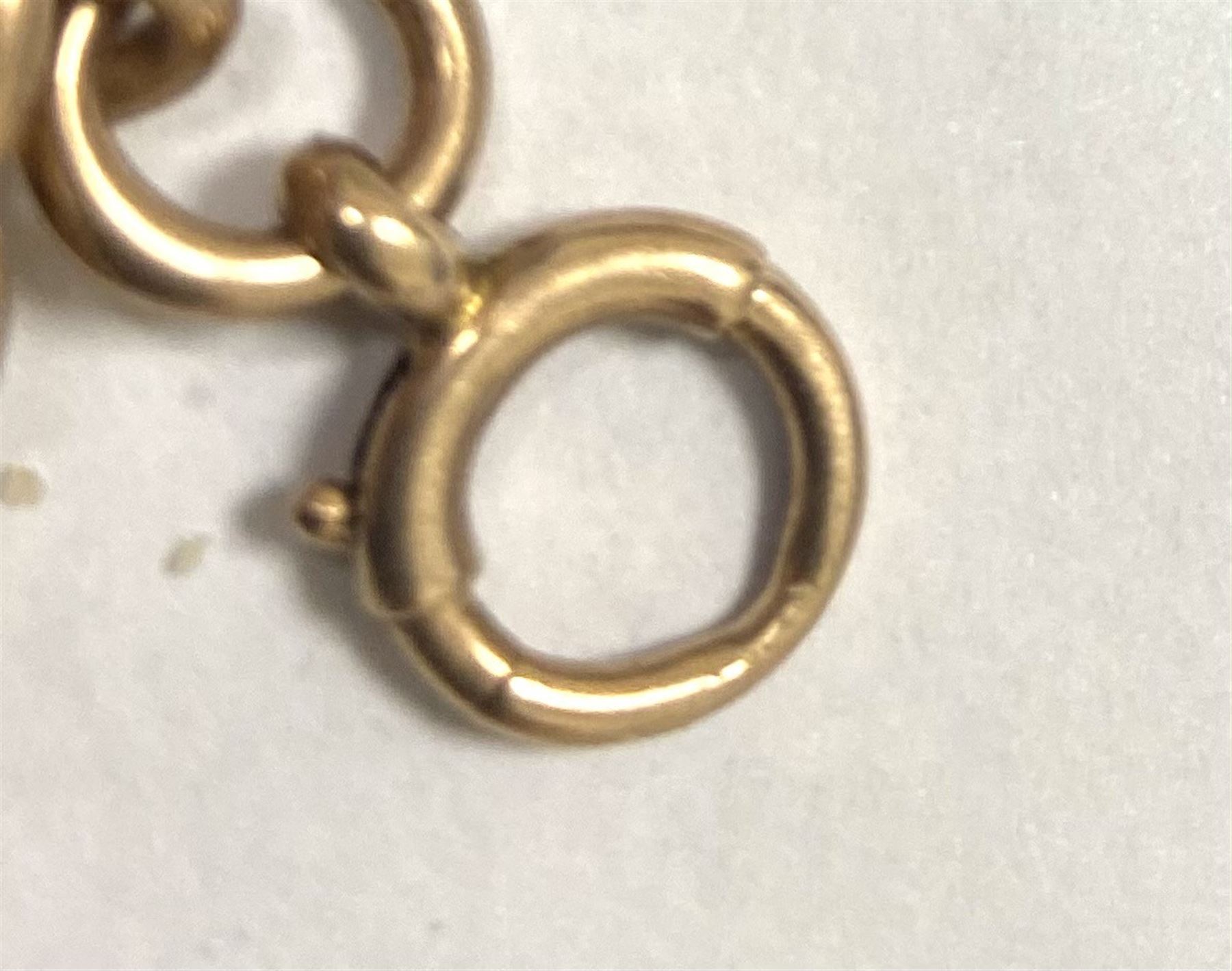Early 20th century 9ct gold Albert T bar watch chain with spring clip - Image 3 of 4