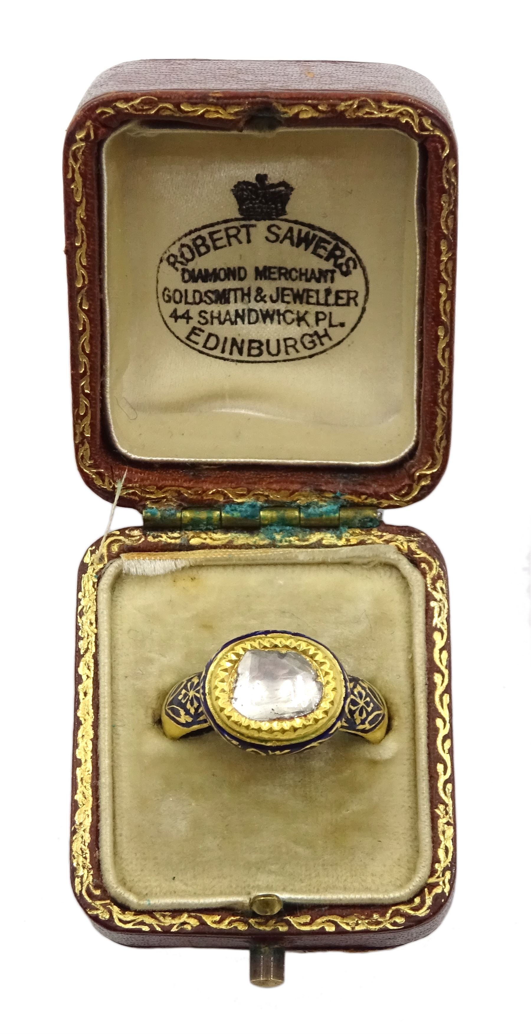 Late 19th/early 20th century gold Indian table cut diamond ring - Image 6 of 6