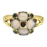 19th century gold opal and stone set circular cluster ring