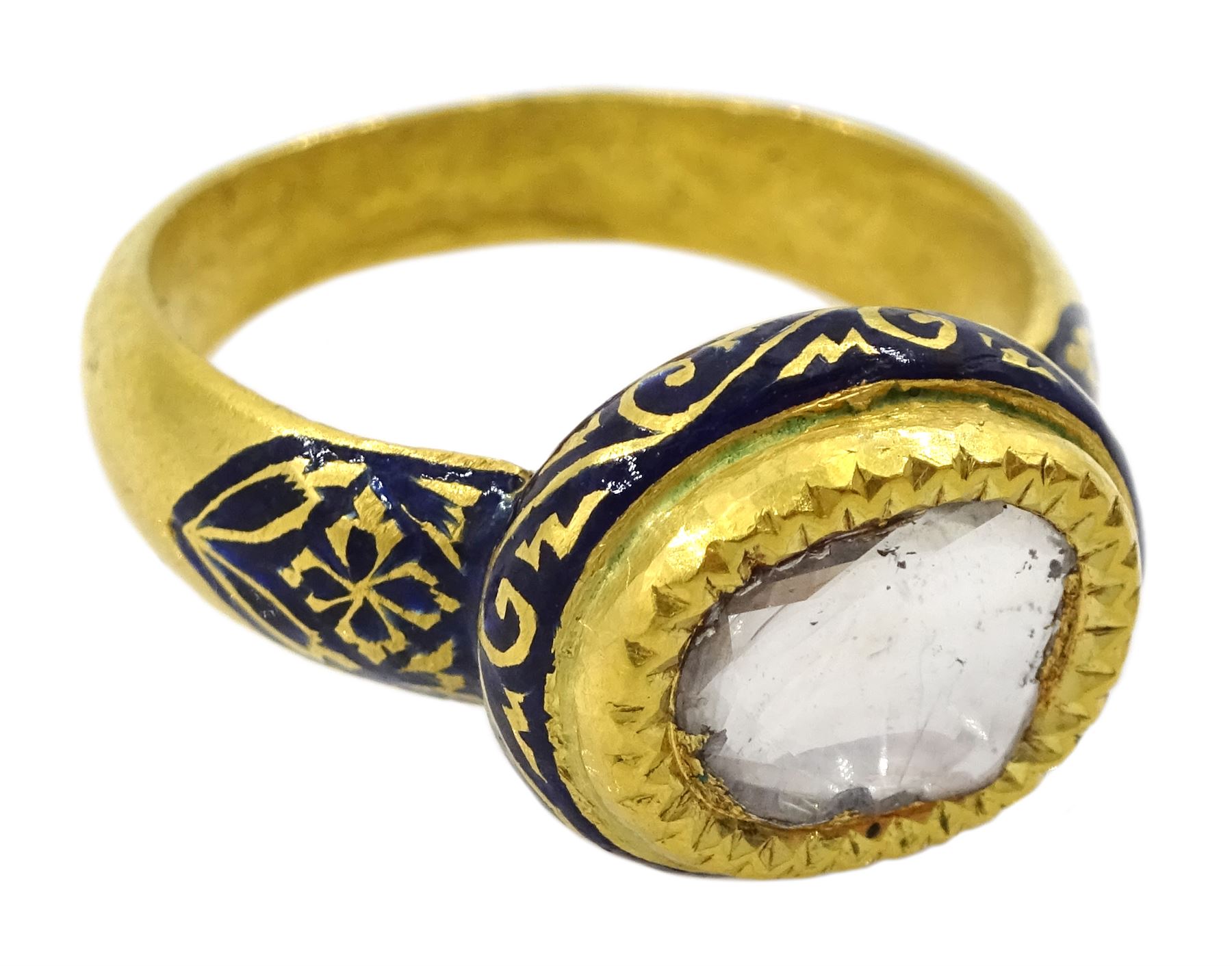 Late 19th/early 20th century gold Indian table cut diamond ring - Image 3 of 6