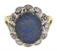 9ct gold opal triplet and diamond cluster ring