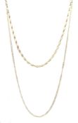 9ct gold cable link necklace and a 9ct gold Figaro link necklace