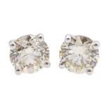 Pair of 18ct white gold round brilliant cut diamond stud earrings