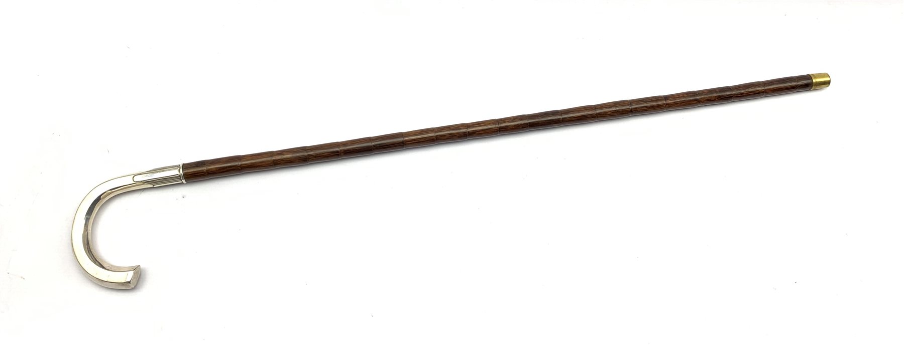 Early 20th century Partridge wood sword stick with stylized Alpacca silver curved handle and steel b - Image 2 of 7