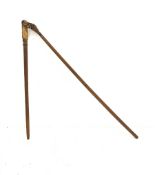 19th century threshing flail with leather thong/ hinge, L125cm