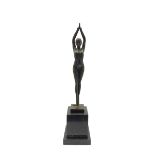 Art Deco style bronze figure of a dancer after 'Chiparus', H49cm overall