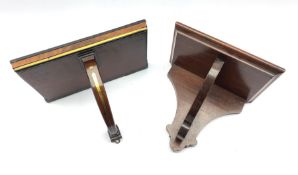 Regency mahogany wall bracket with brass inlay W31cm and a Victorian mahogany bracket W26cm