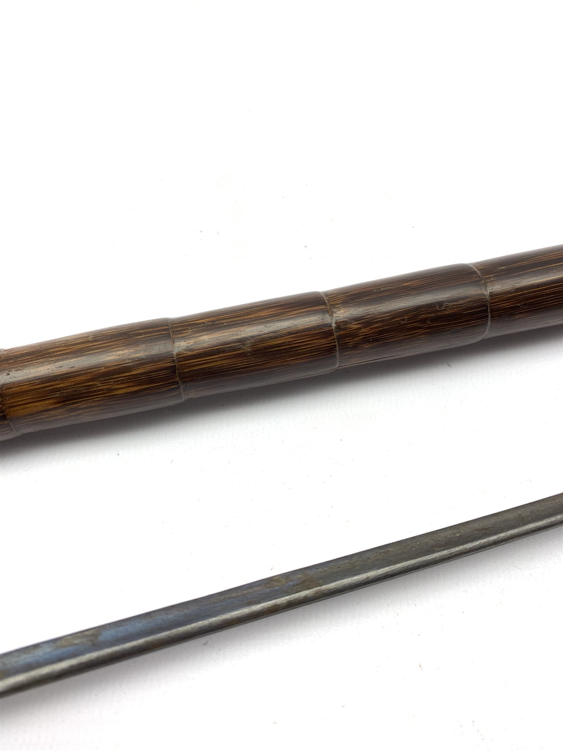 Early 20th century Partridge wood sword stick with stylized Alpacca silver curved handle and steel b - Image 6 of 7