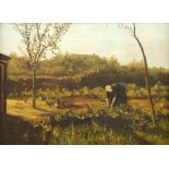 Willem George Frederik Jansen (Dutch 1871-1949): Collecting Fruit in the Farmyard, oil on panel sign