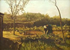 Willem George Frederik Jansen (Dutch 1871-1949): Collecting Fruit in the Farmyard, oil on panel sign