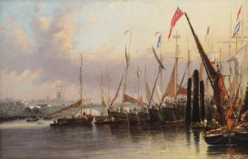 Attrib. Edward William Cooke RA (British 1811-1880): Naval Regatta, oil on canvas unsigned 29cm x 44
