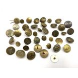 Eight brass hunt buttons initialled 'A B' and various others (40)