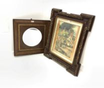 Victorian print 'The Ferry' in ornamental frame 72cm x 62cm together with a 19th/ early 20th century