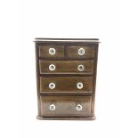 Victorian mahogany small chest of three long and two short drawers on a plinth base H39cm x W30cm