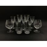 Part set of Stuart Crystal Salisbury pattern glass comprising two wine, three sherry, two cordial, t