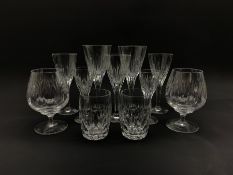 Part set of Stuart Crystal Salisbury pattern glass comprising two wine, three sherry, two cordial, t