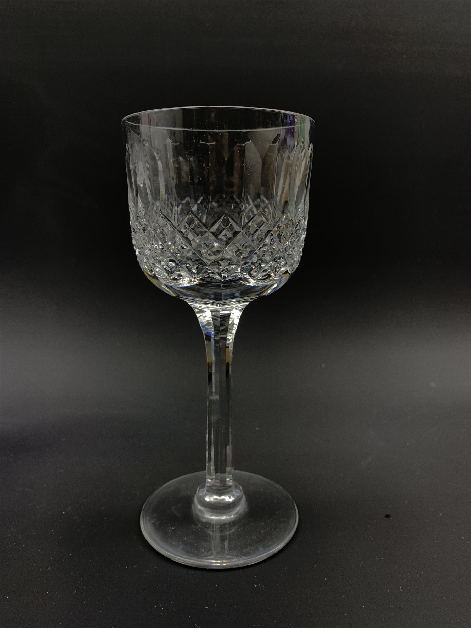 Set of six Thomas Webb 'Normandy' pattern wine glasses, five smaller glasses and two liqueur glasses - Image 2 of 3