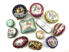 Limoges and other continental porcelain trinket boxes with gilt metal mounts and other porcelain tri