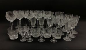 Waterford Lismore pattern drinking glasses comprising nine hock glasses, two large wine glasses, sev