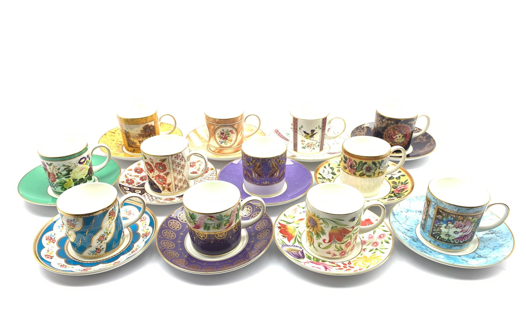 A Harlequin set of twelve 'The Coalport Museum Historic Coffee Cup Collection' cups and saucers - Image 2 of 2