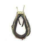 Leather and brass horse collar and hames with brass plaque stamped 'God Save The Queen' with Crown f